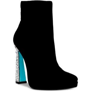 Betsey Johnson Elis Sleek Suede Black Bootie, Size 8